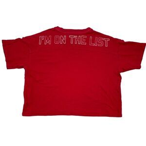 Aerie Crop Top I'M ON THE LIST Red T-Shirt Spring Break Frat Party‎ Womens XS